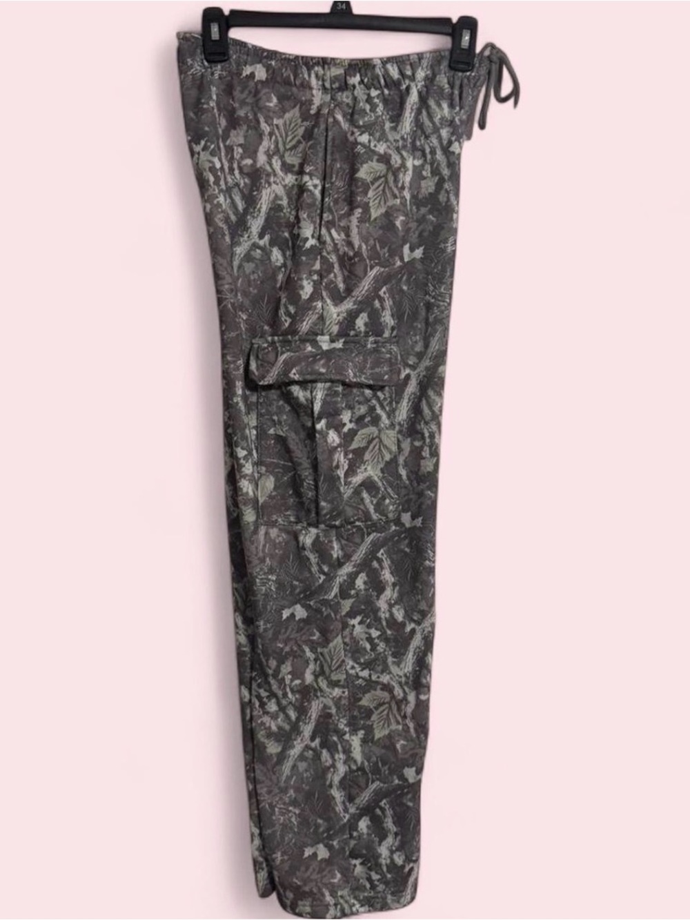 Camo Cargo sweatpants Olive green grey small drawstring straight leg pants gray